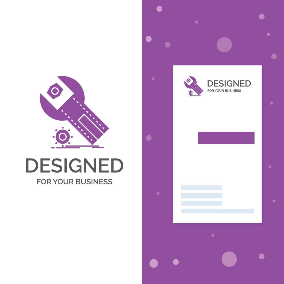 bedrijf logo voor instellingen. app. installatie. onderhoud. onderhoud. verticaal Purper bedrijf .bezoeken kaart sjabloon. creatief achtergrond vector illustratie