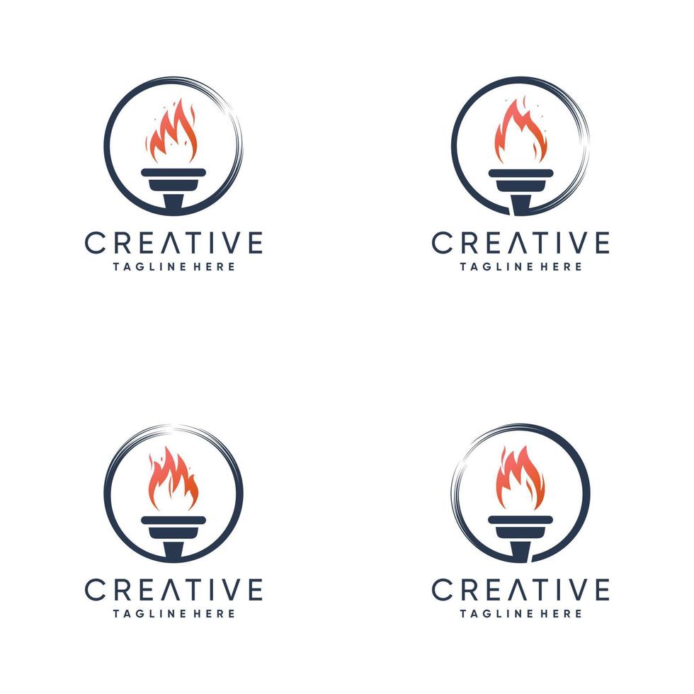 fakkel logo verzameling met modern abstract concept premie vector