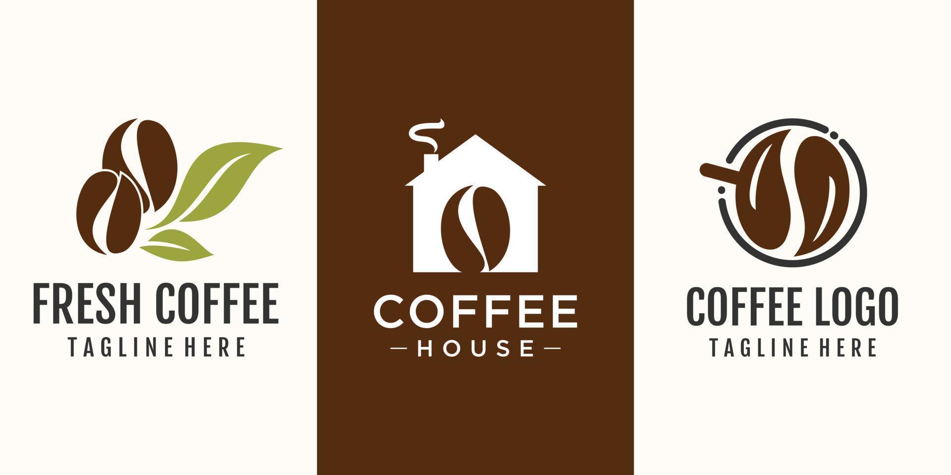 koffie logo ontwerp verzameling met creatief element concept premie vector