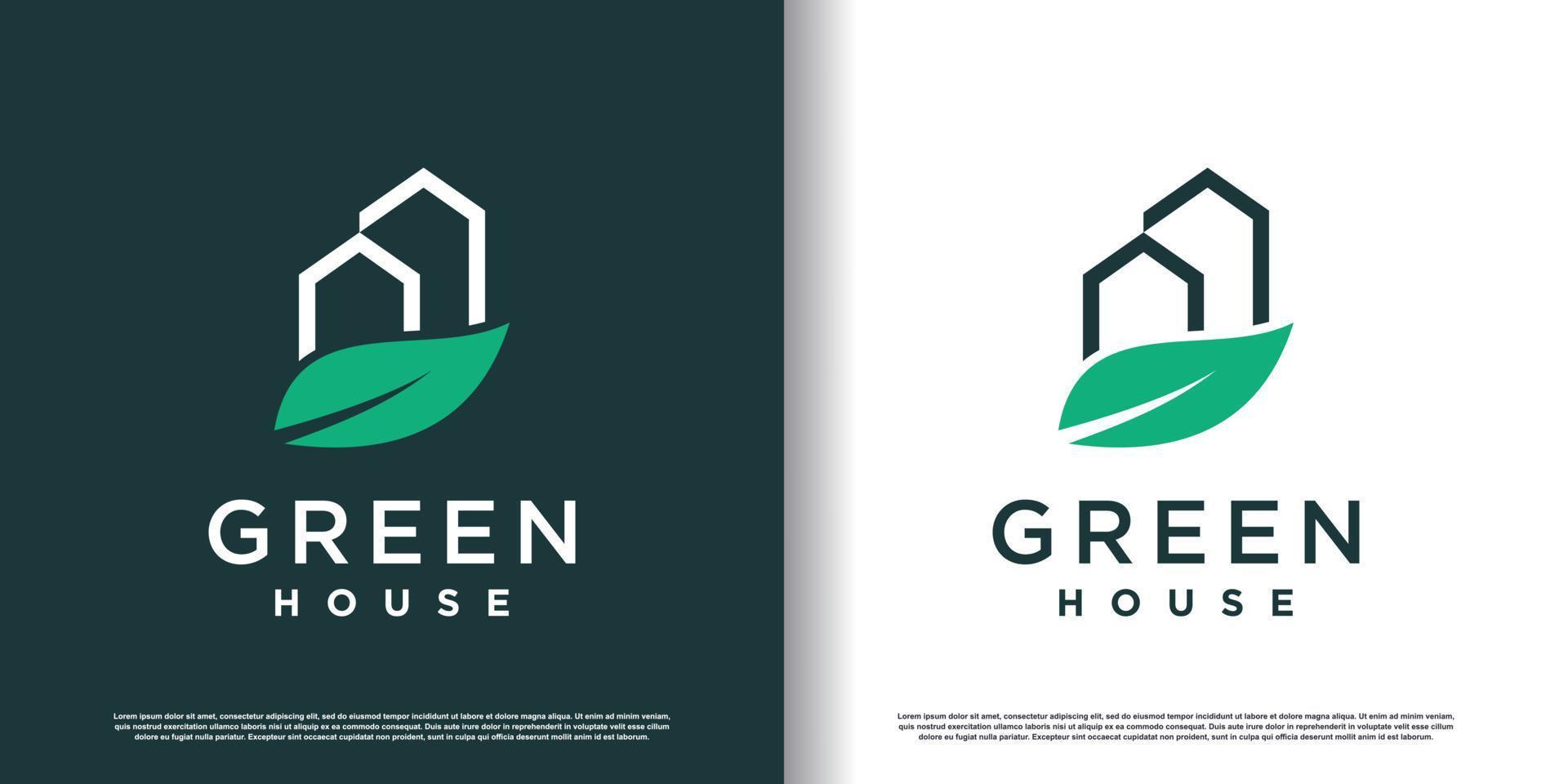 groen huis logo ontwerp sjabloon premie vector