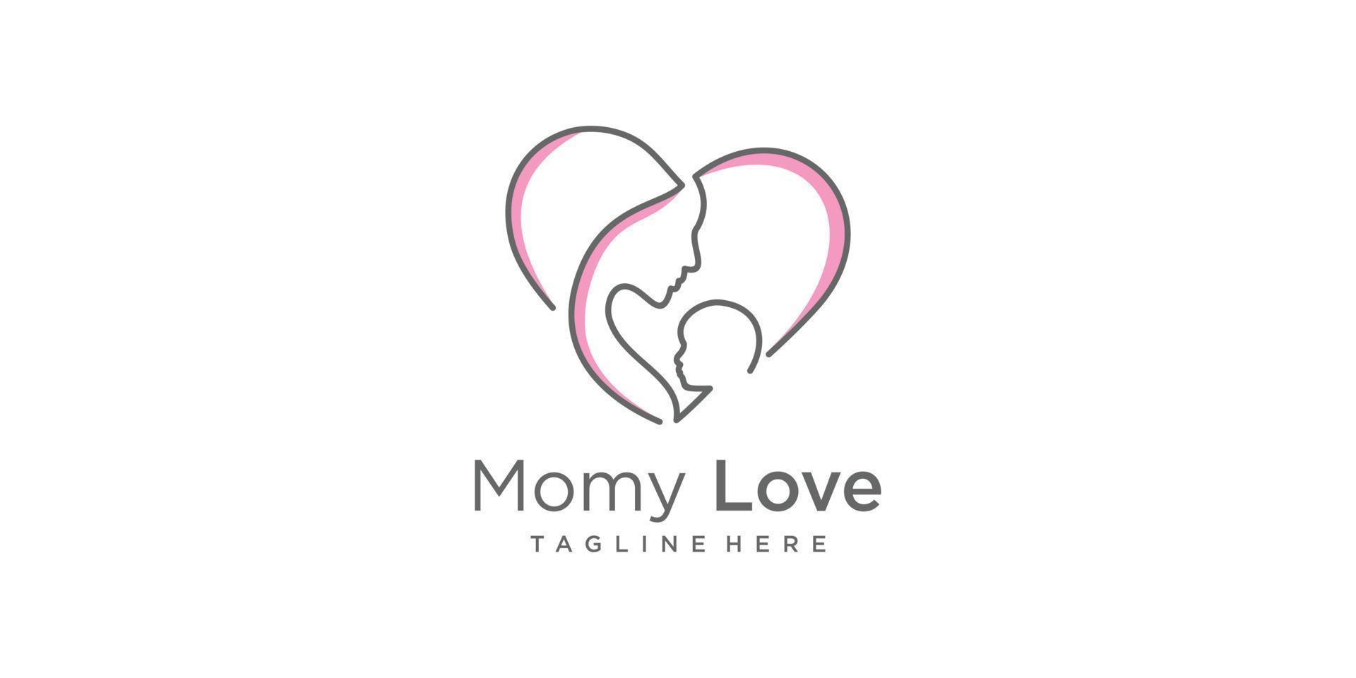 mam en baby logo ontwerp met modern uniek stijl premie vector