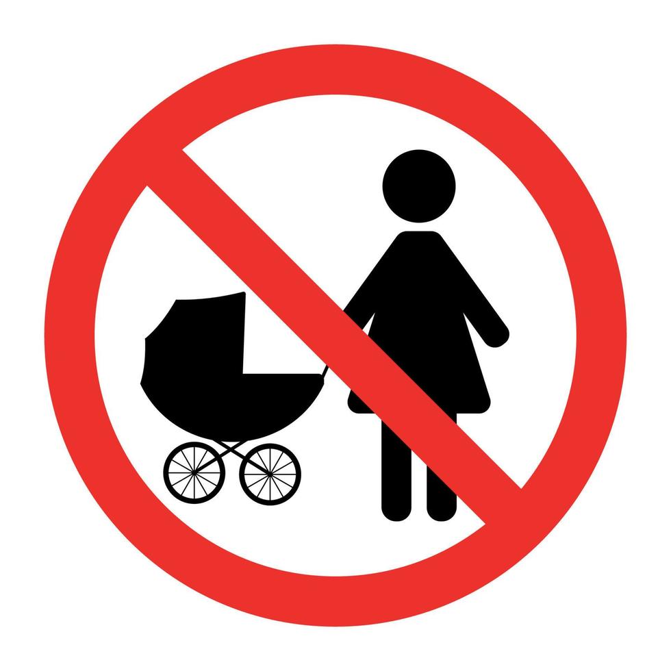 baby wandelwagen verboden teken vector