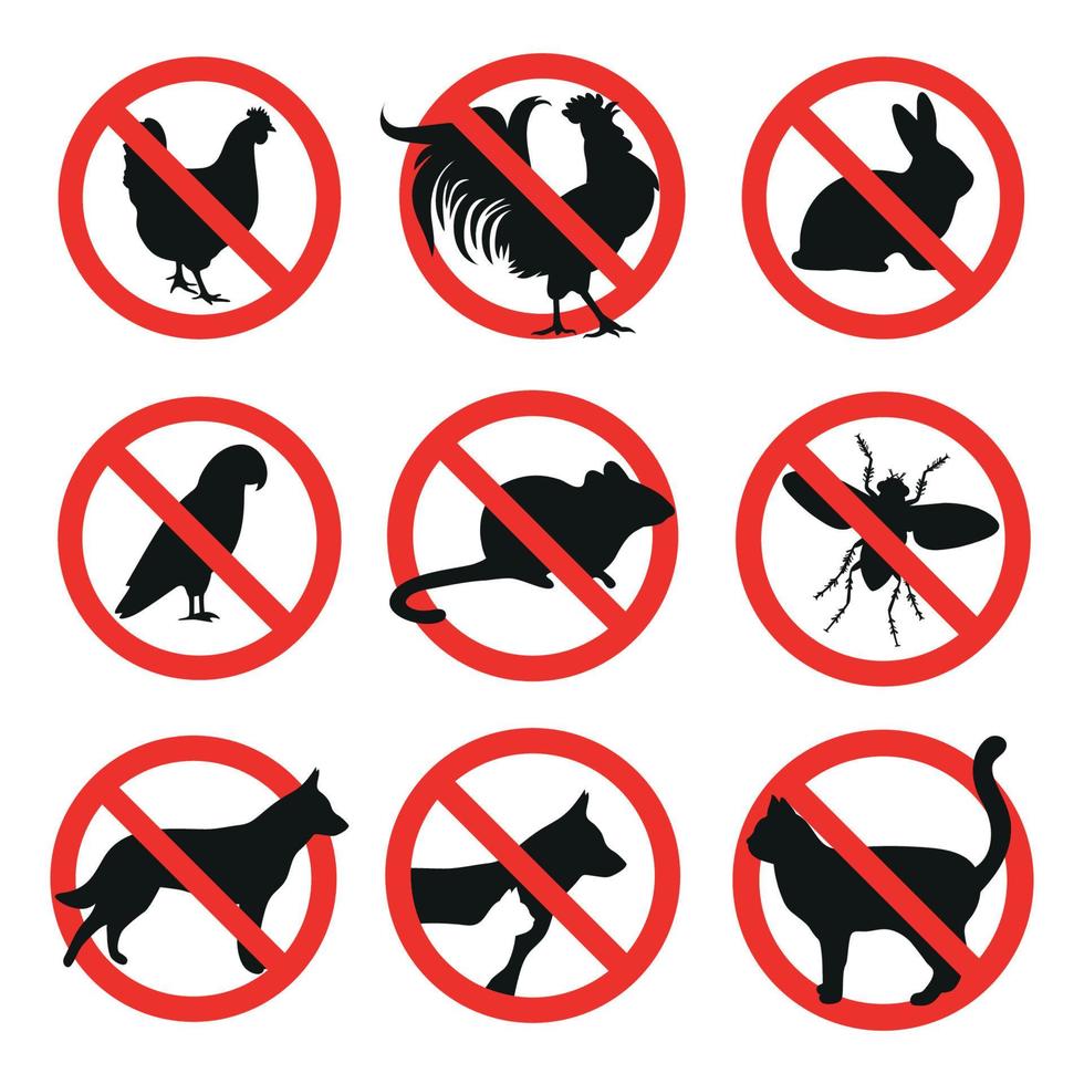 reeks van verboden dieren tekens vector