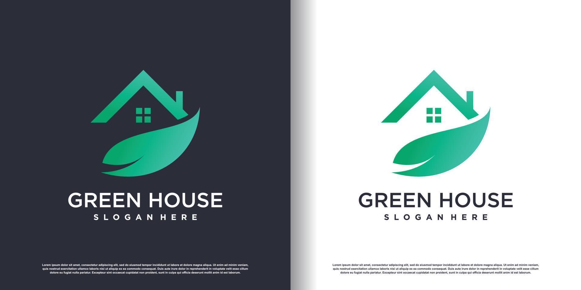groen huis logo concept met creatief modern concept premie vector
