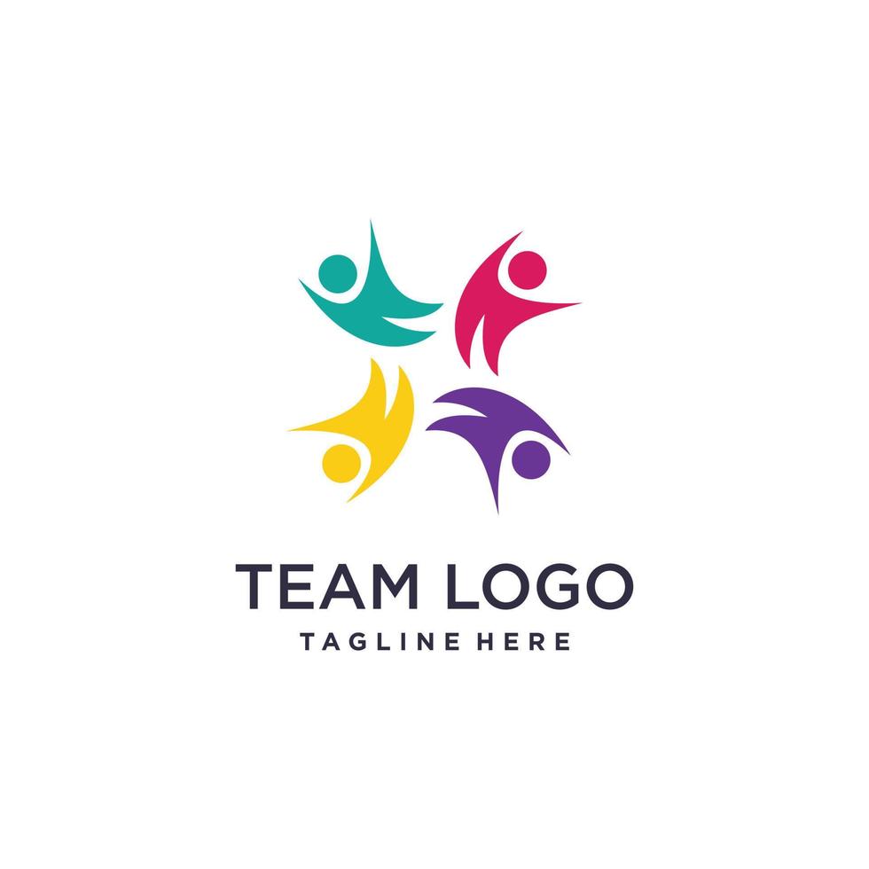 team werk logo ontwerp met modern creatief stijl premie vector