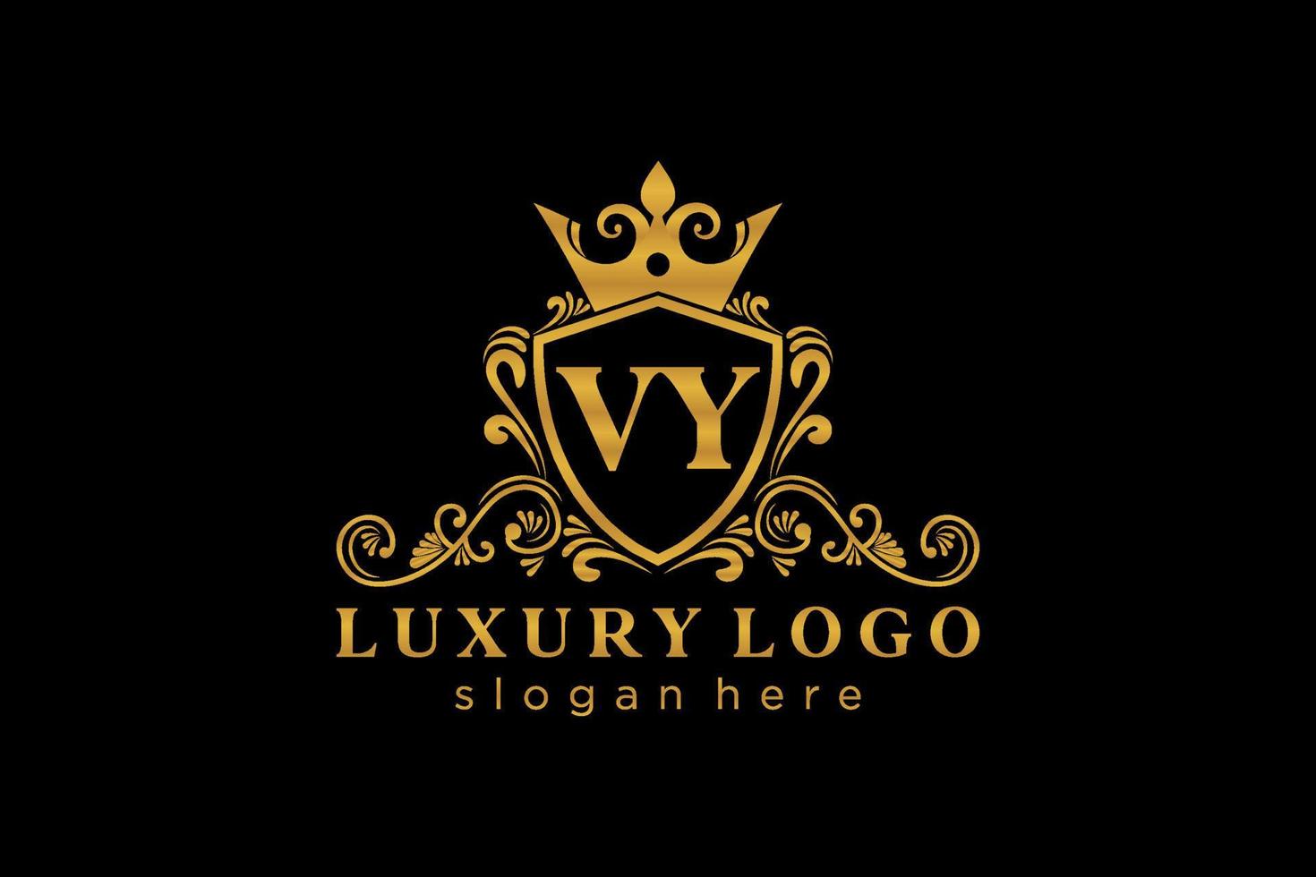 eerste vy brief Koninklijk luxe logo sjabloon in vector kunst voor restaurant, royalty, boetiek, cafe, hotel, heraldisch, sieraden, mode en andere vector illustratie.