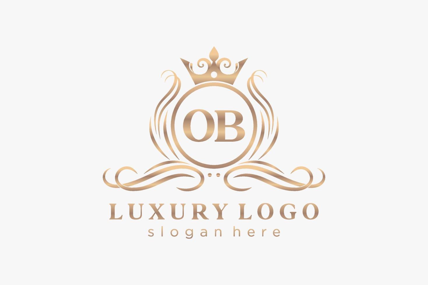 eerste ob brief Koninklijk luxe logo sjabloon in vector kunst voor restaurant, royalty, boetiek, cafe, hotel, heraldisch, sieraden, mode en andere vector illustratie.