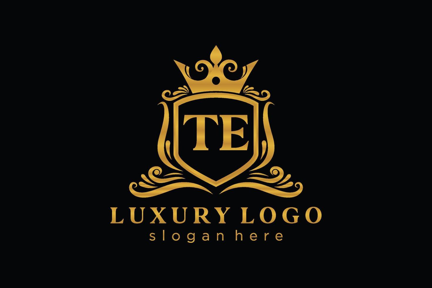 eerste te brief Koninklijk luxe logo sjabloon in vector kunst voor restaurant, royalty, boetiek, cafe, hotel, heraldisch, sieraden, mode en andere vector illustratie.