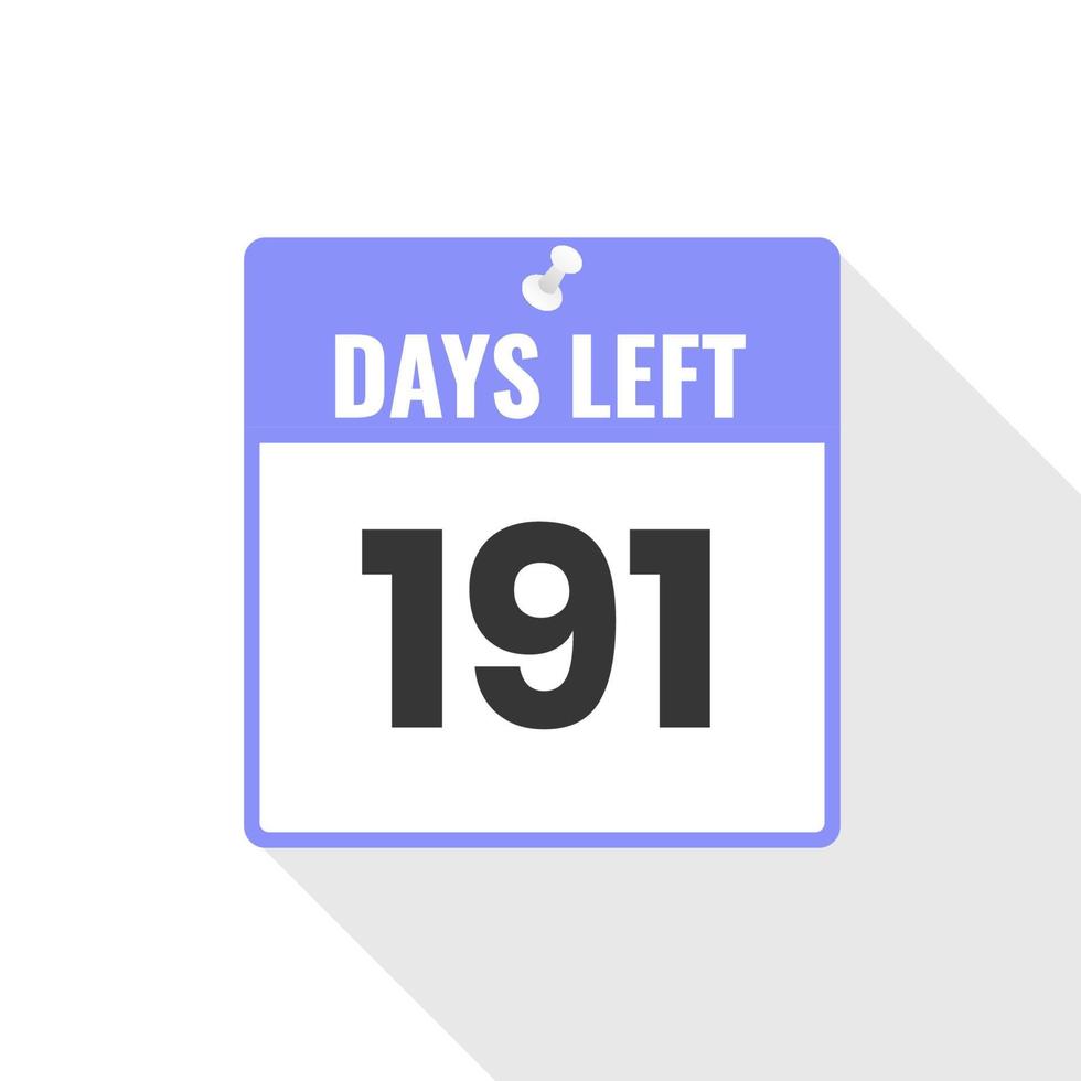191 dagen links countdown verkoop icoon. 191 dagen links naar Gaan promotionele banier vector
