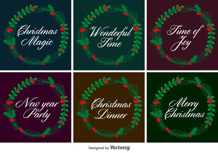 Typografische Kerst Vector Wreaths