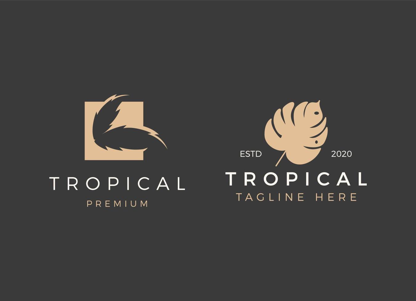 exotisch en luxe tropisch blad logo ontwerp sjabloon. vector