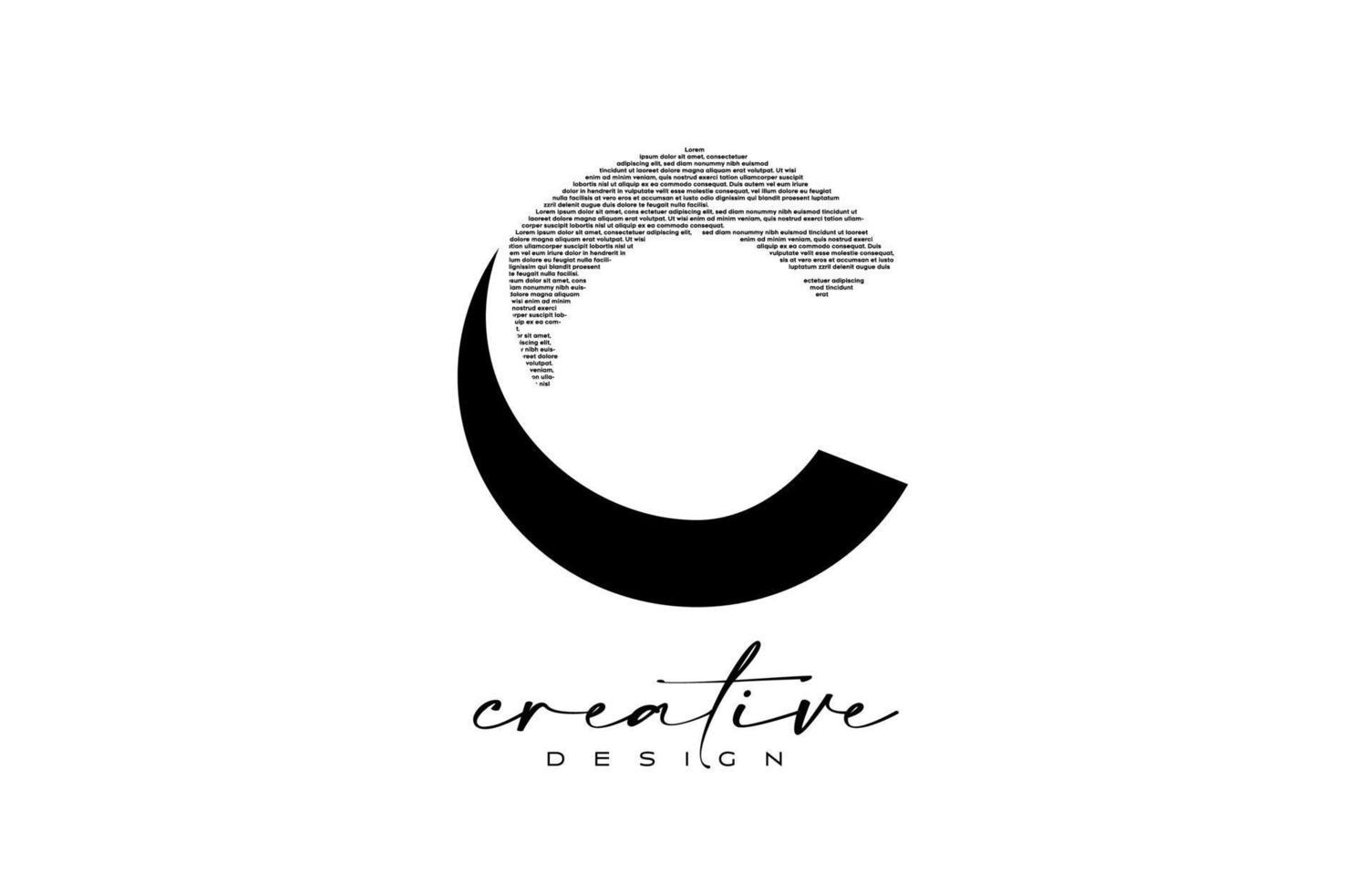 c brief logo ontwerp met creatief brief c gemaakt van zwart tekst doopvont structuur vector