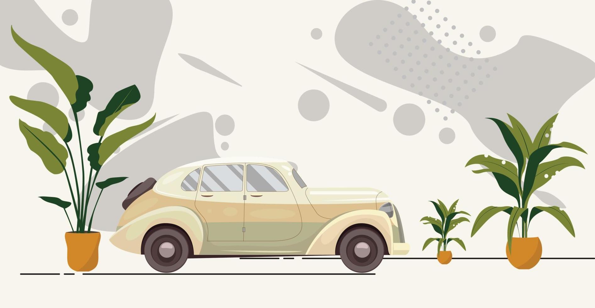 auto illustratie klassiek en wijnoogst vector