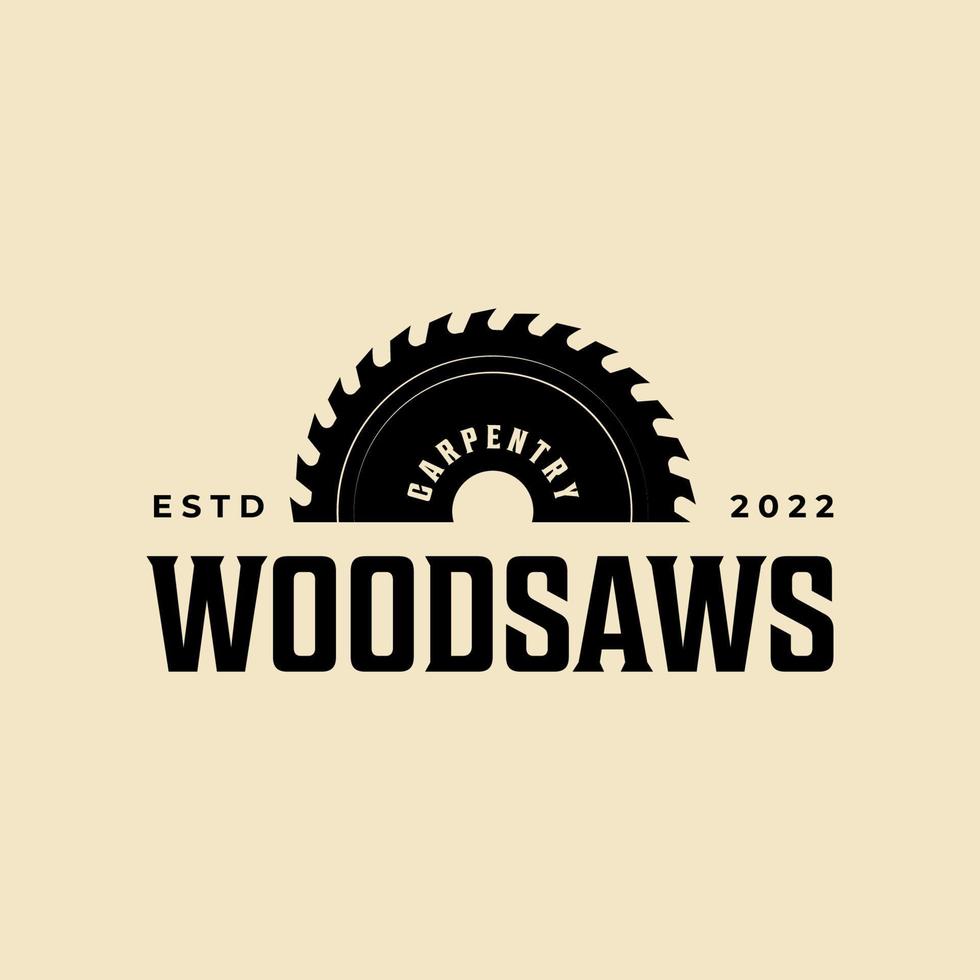 hout zagen wijnoogst logo vector ontwerp sjabloon illustratie