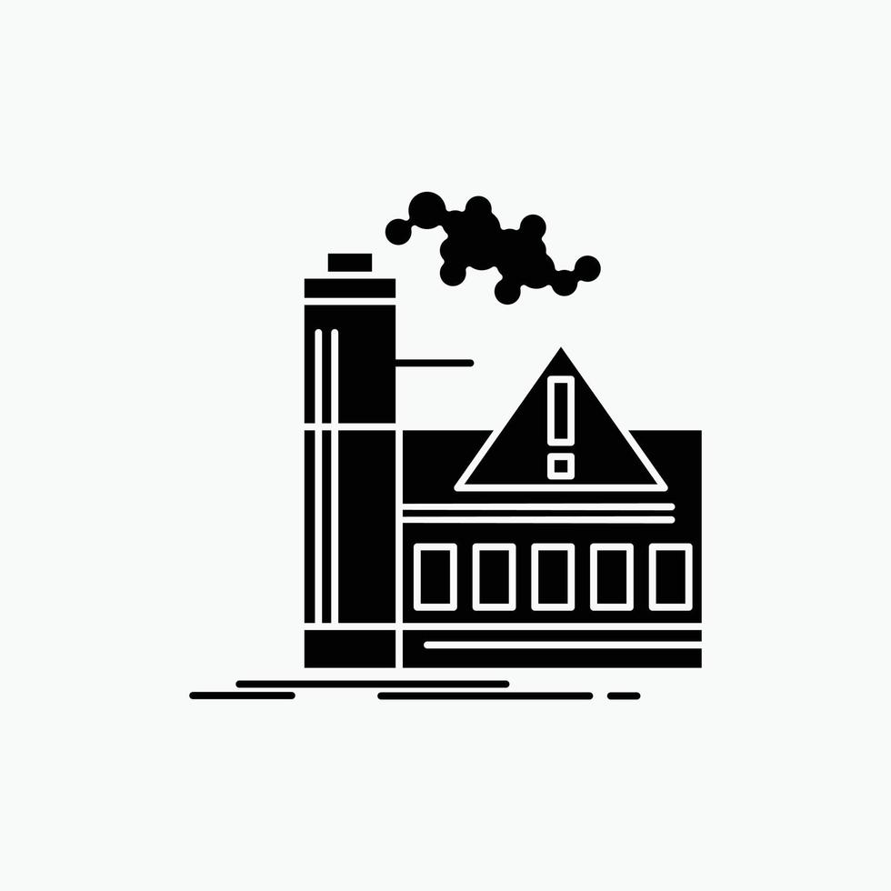 vervuiling. fabriek. lucht. alert. industrie glyph icoon. vector geïsoleerd illustratie