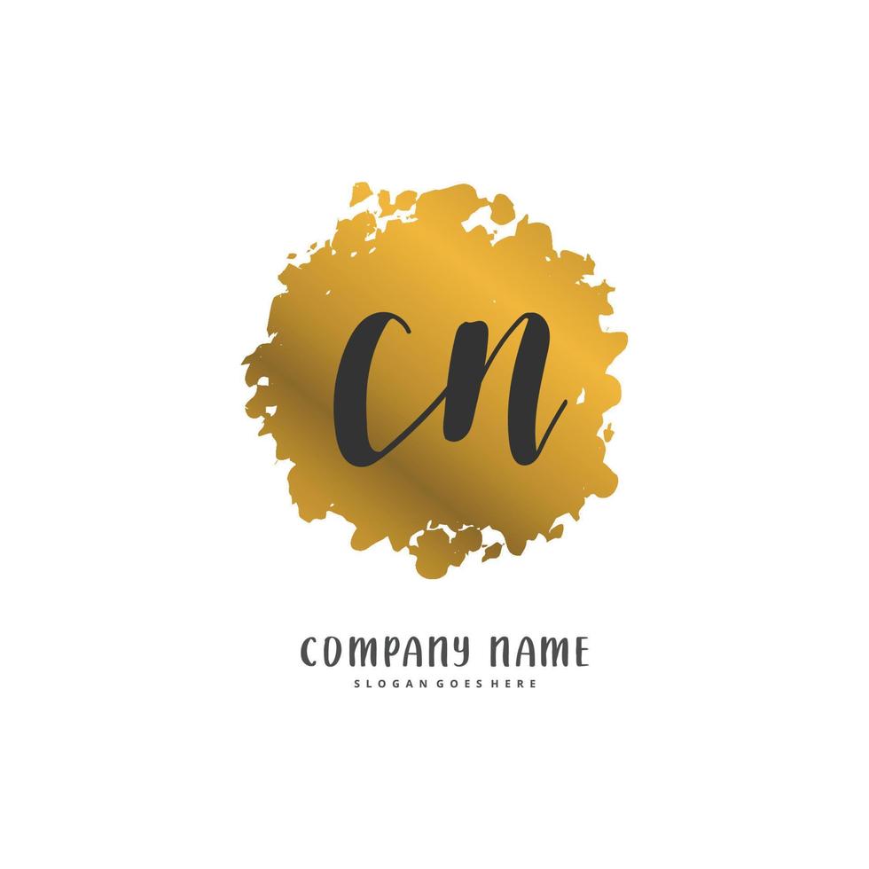 cn eerste handschrift en handtekening logo ontwerp met cirkel. mooi ontwerp handgeschreven logo voor mode, team, bruiloft, luxe logo. vector