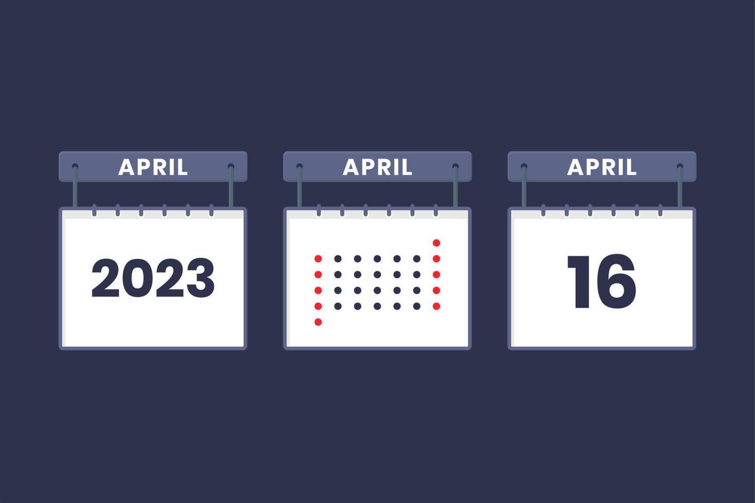 2023 kalender ontwerp april 16 icoon. 16e april kalender schema, afspraak, belangrijk datum concept. vector