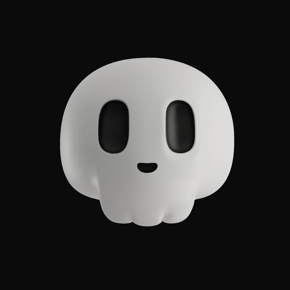 schattig 3d schedel voor halloween of sleuf spel vector