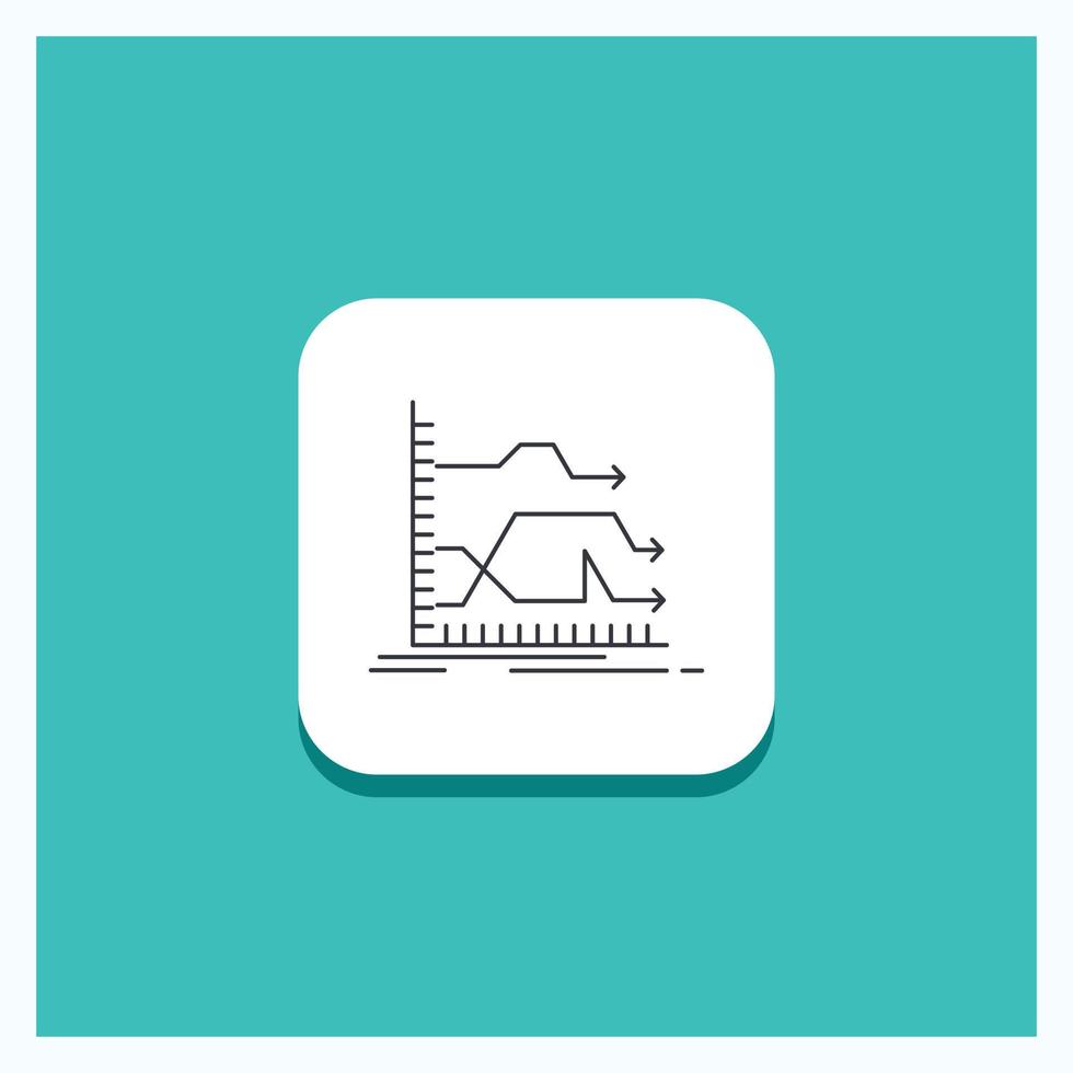ronde knop voor pijlen. naar voren. grafiek. markt. voorspelling lijn icoon turkoois achtergrond vector