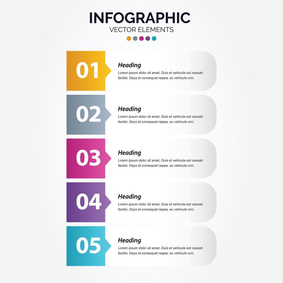 verticaal infographic bedrijf kleurrijk sjabloon banier ontwerp 5 opties achtergrond stijl u kan gebruikt voor afzet werkwijze workflow presentatie ontwikkeling plan vector