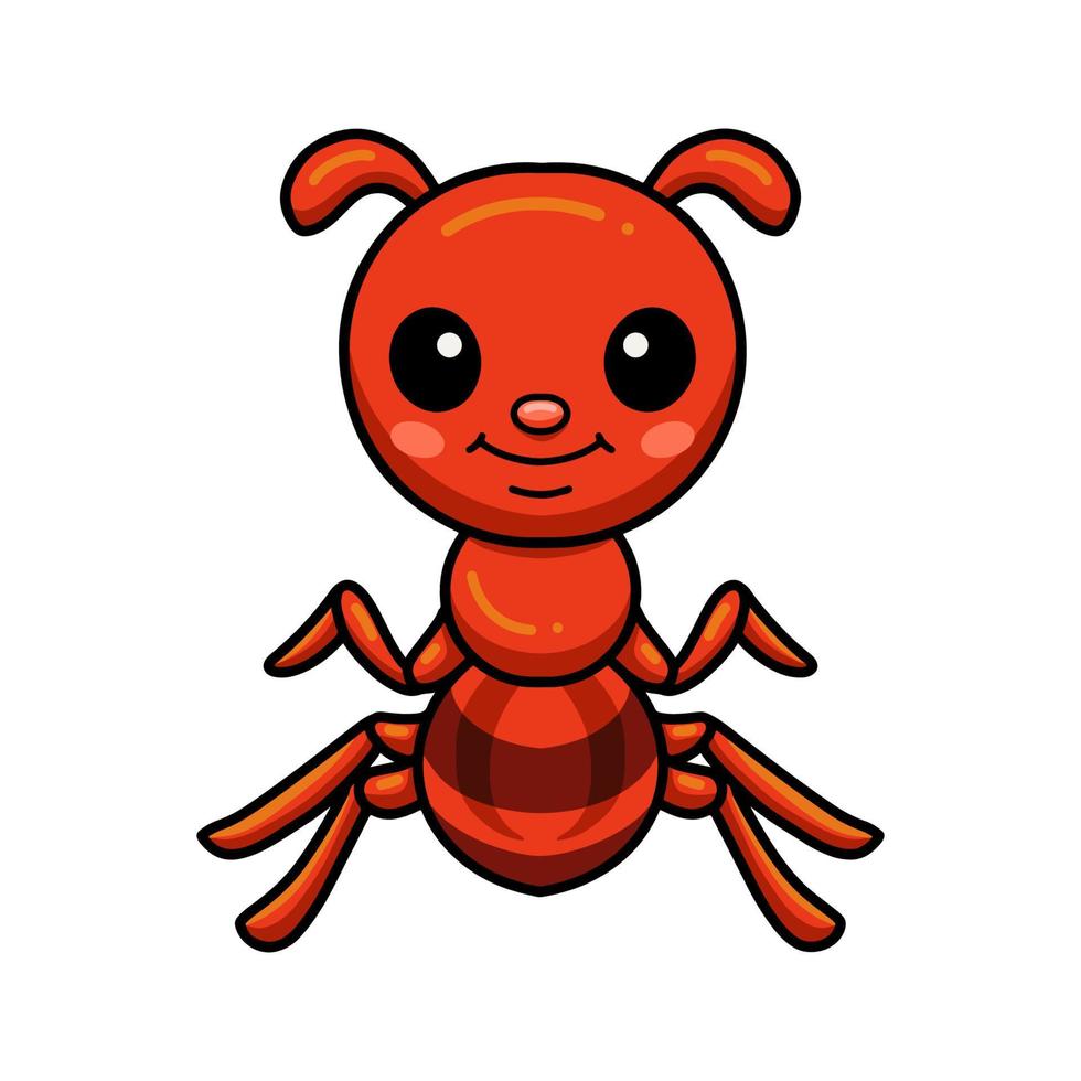schattig weinig rood mier tekenfilm vector