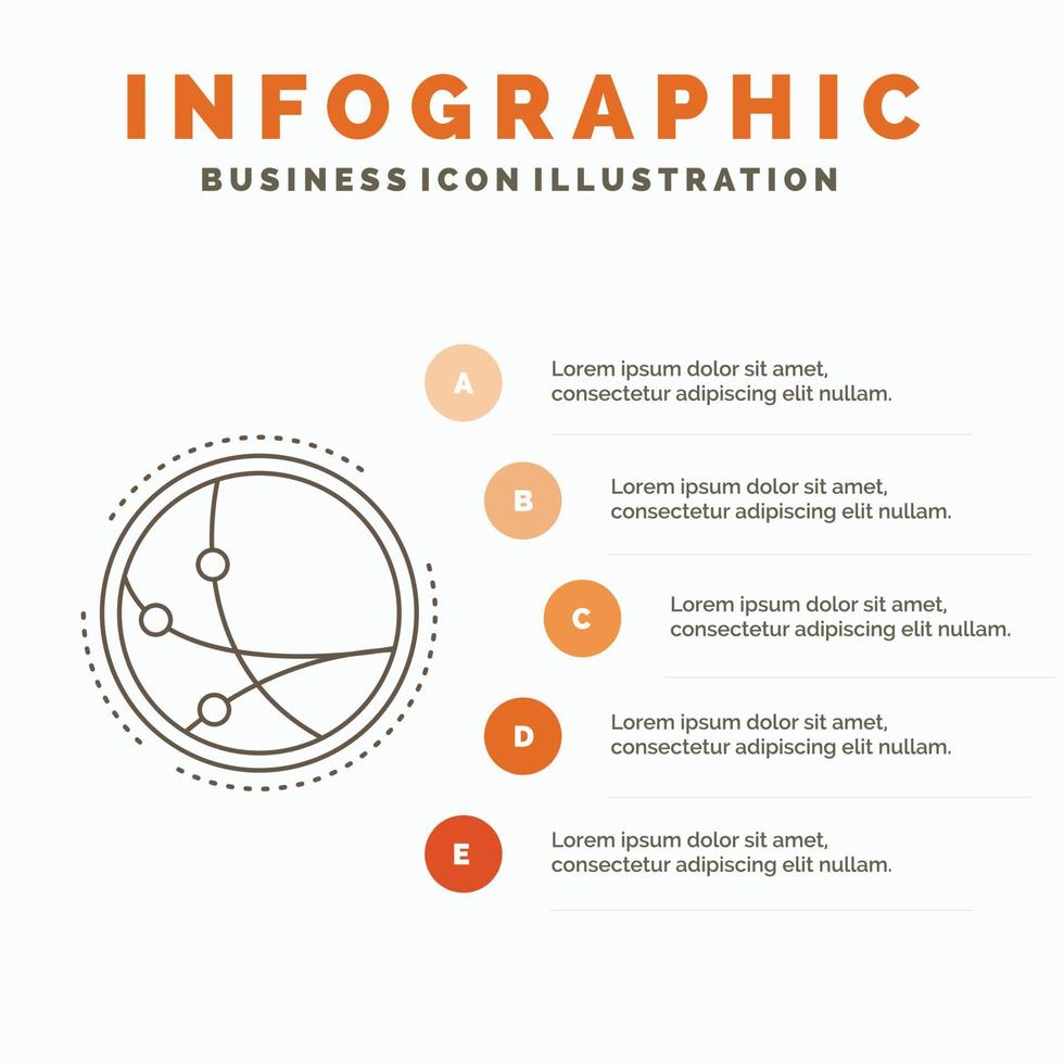 wereldwijd. communicatie. verbinding. internetten. netwerk infographics sjabloon voor website en presentatie. lijn grijs icoon met oranje infographic stijl vector illustratie