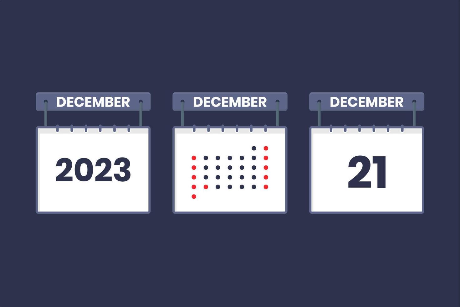 2023 kalender ontwerp december 21 icoon. 21e december kalender schema, afspraak, belangrijk datum concept. vector