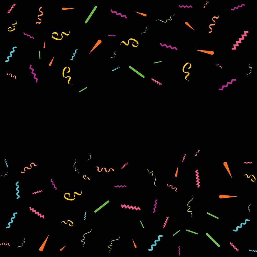 kleurrijk confetti. vector feestelijk illustratie van vallend glimmend confetti geïsoleerd Aan zwart zwart achtergrond. vakantie decoratief klatergoud element voor ontwerp