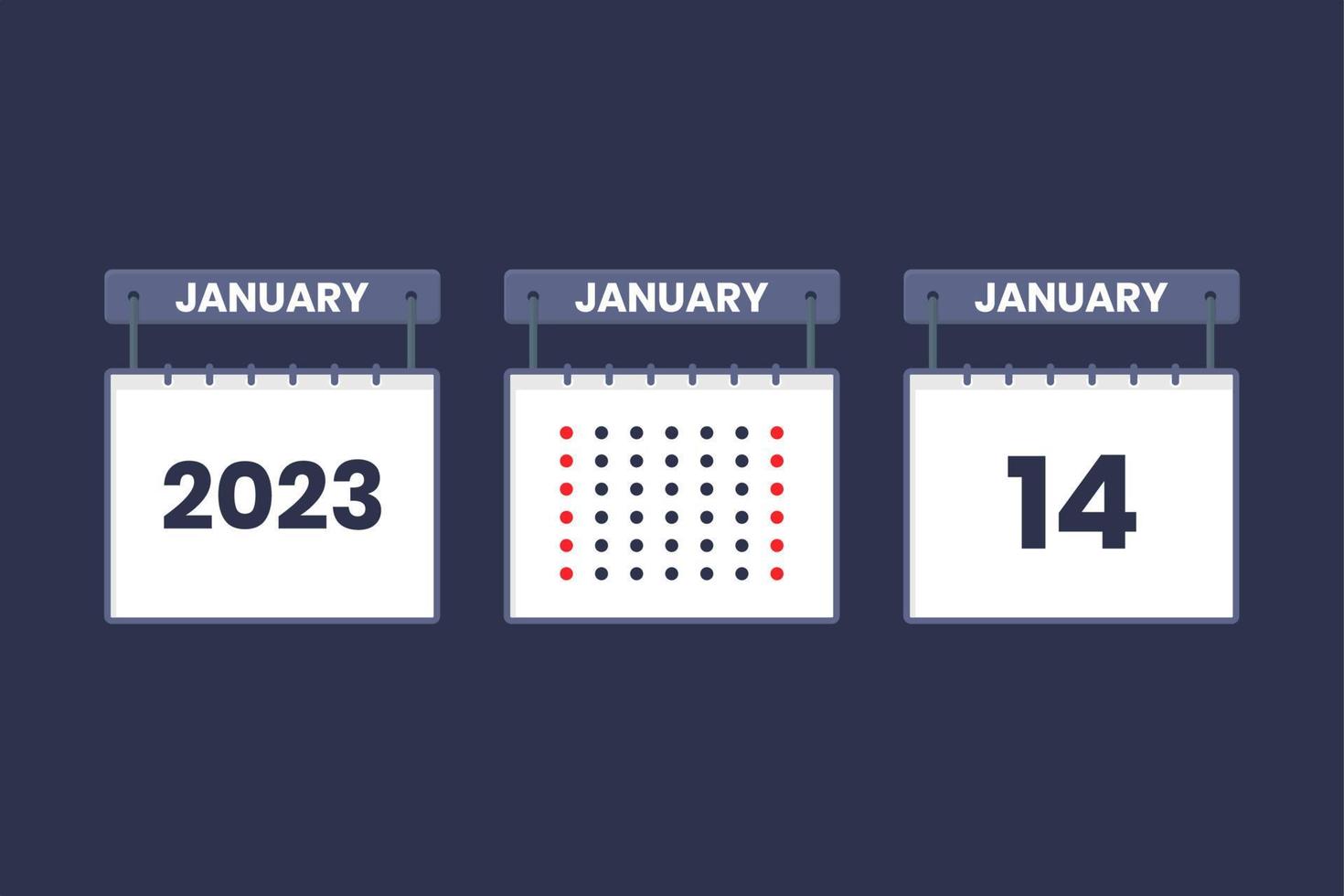 2023 kalender ontwerp januari 14 icoon. 14e januari kalender schema, afspraak, belangrijk datum concept. vector