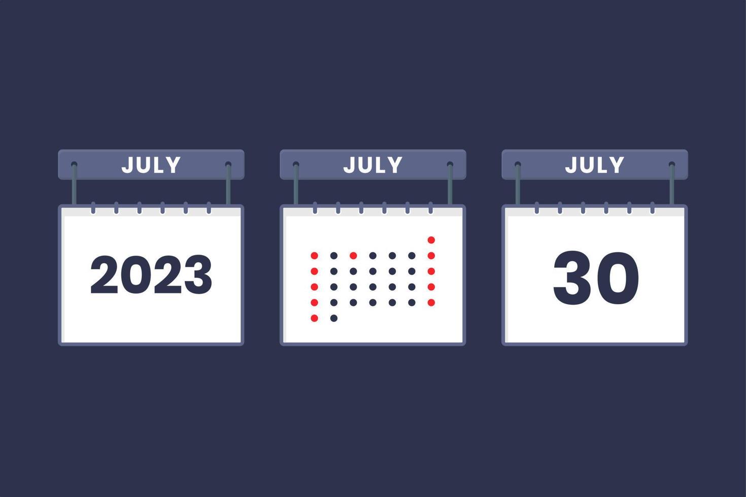 2023 kalender ontwerp juli 30 icoon. 30e juli kalender schema, afspraak, belangrijk datum concept. vector