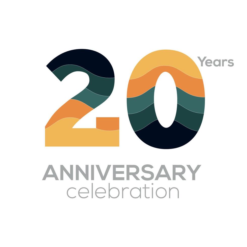 20e verjaardag logo ontwerp, aantal 20 icoon vector sjabloon.minimalist kleur paletten