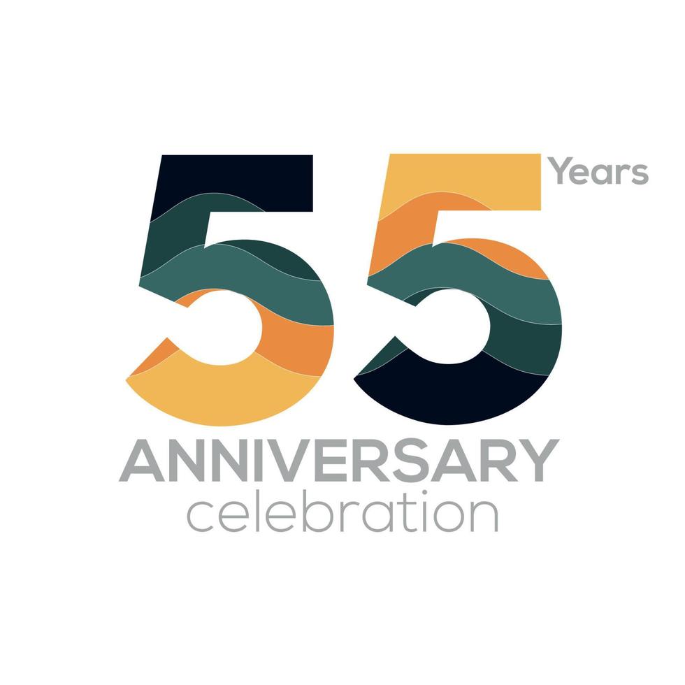55ste verjaardag logo ontwerp, aantal 55 icoon vector sjabloon.minimalist kleur paletten