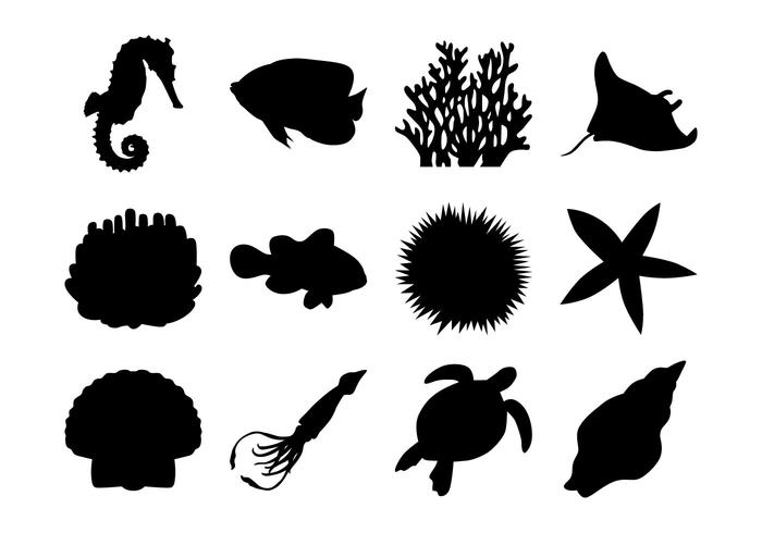 Gratis Sea Life Silhouetten Vector