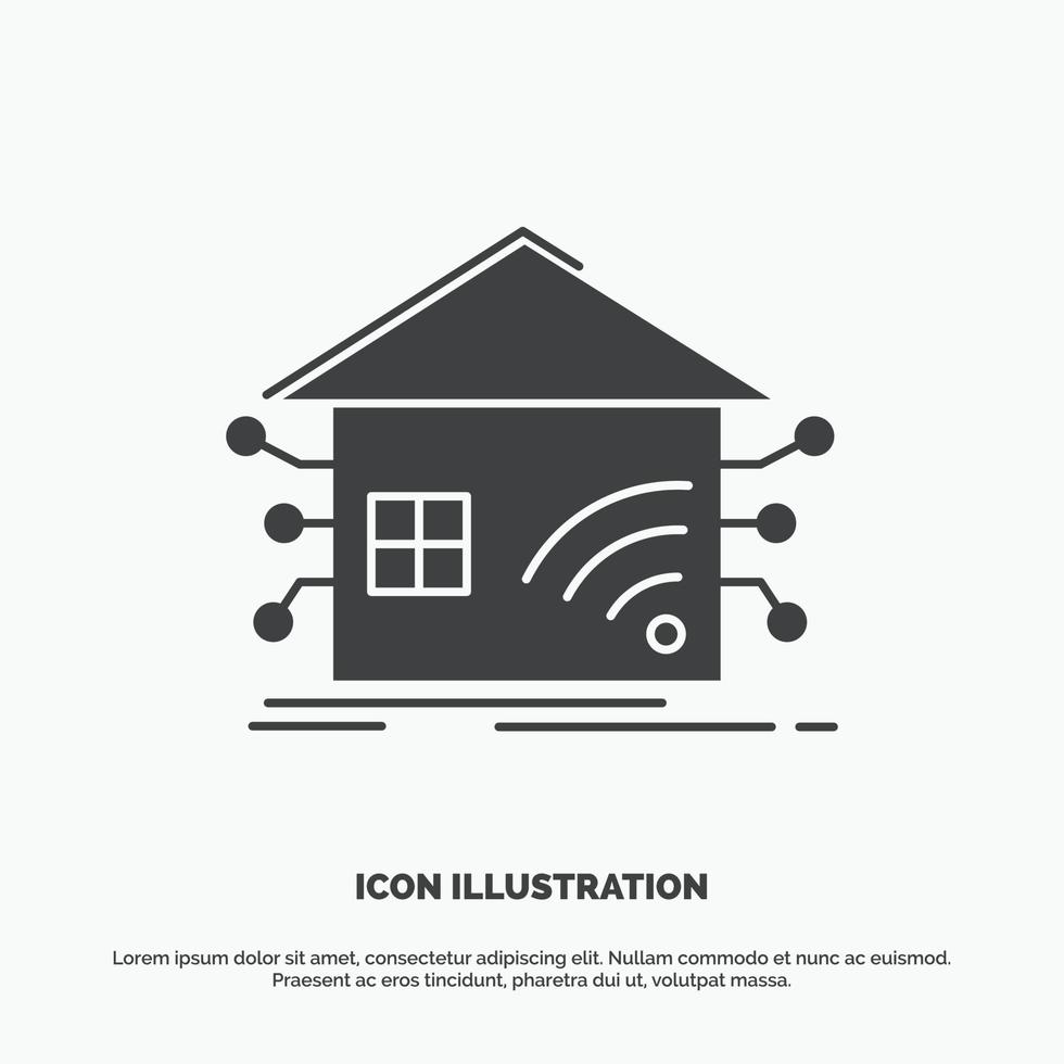 automatisering. huis. huis. slim. netwerk icoon. glyph vector grijs symbool voor ui en ux. website of mobiel toepassing