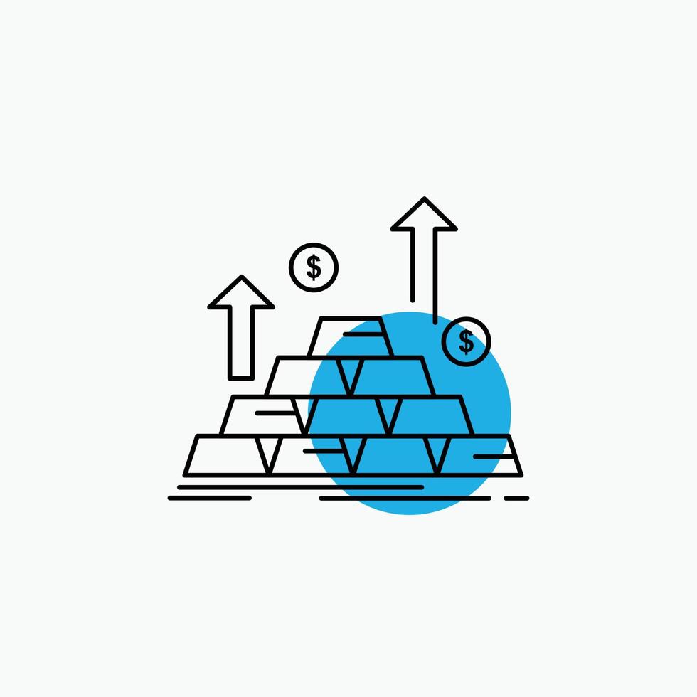 goud. munt. contant geld. geld. groei lijn icoon vector
