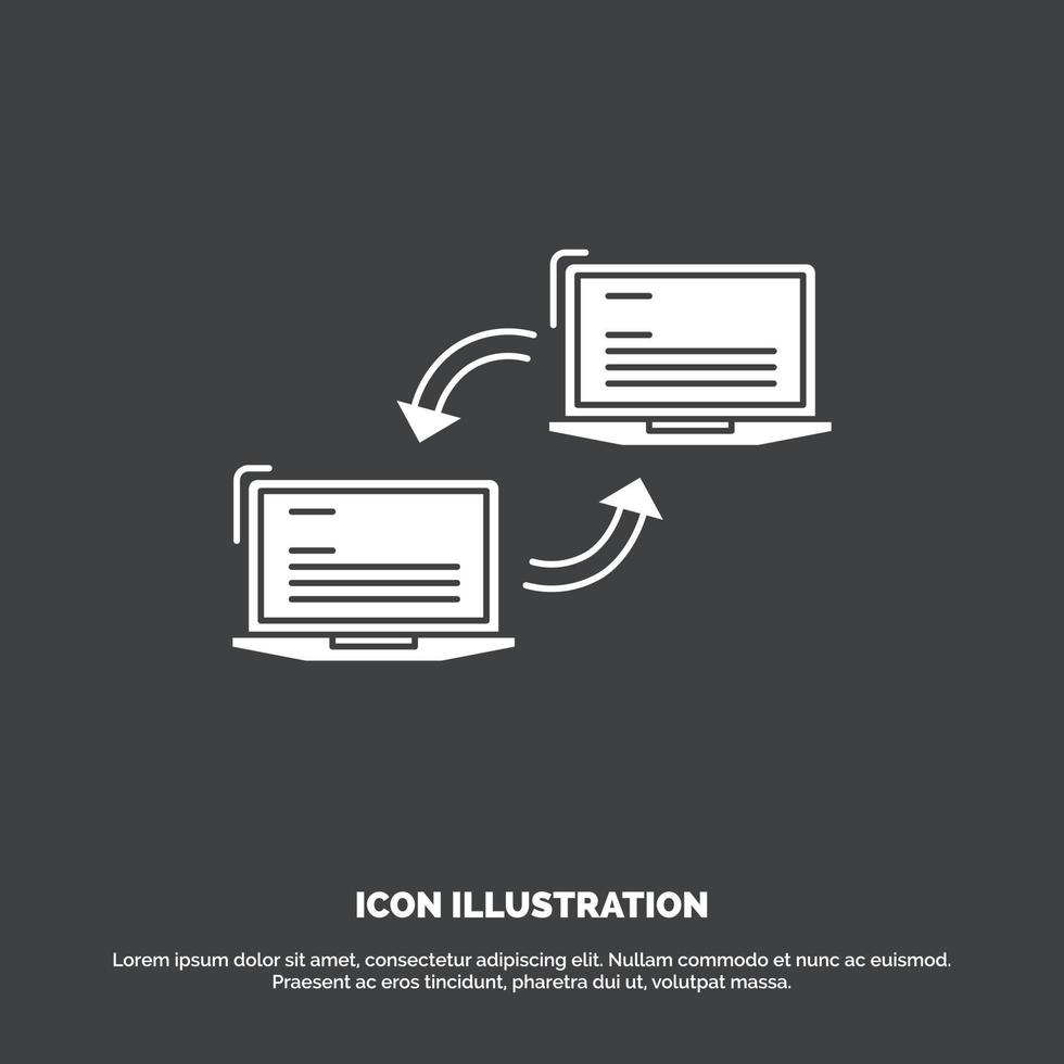 computer. verbinding. koppeling. netwerk. synchroniseren icoon. glyph vector symbool voor ui en ux. website of mobiel toepassing