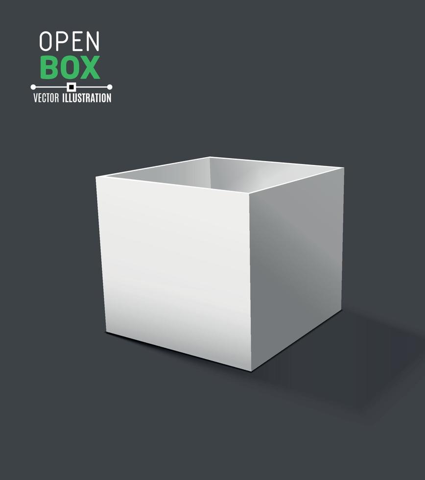 grijs Open doos met realistisch schaduwen Aan donker achtergrond vector