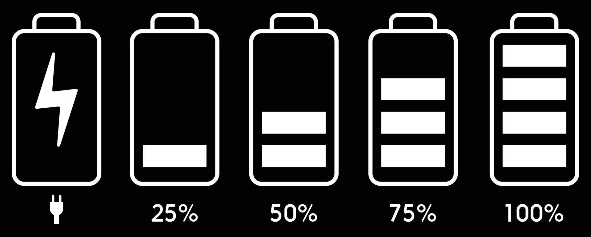 accu opladen icoon, energie icoon ontwerp. ontladen en ten volle opgeladen accu smartphone vector