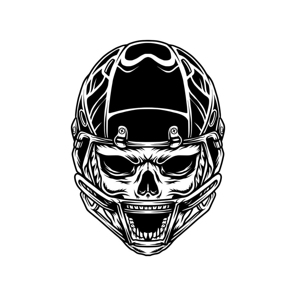 Amerikaans voetbal schedel vector illustratie voor t-shirt ontwerp, mascotte logo, embleem