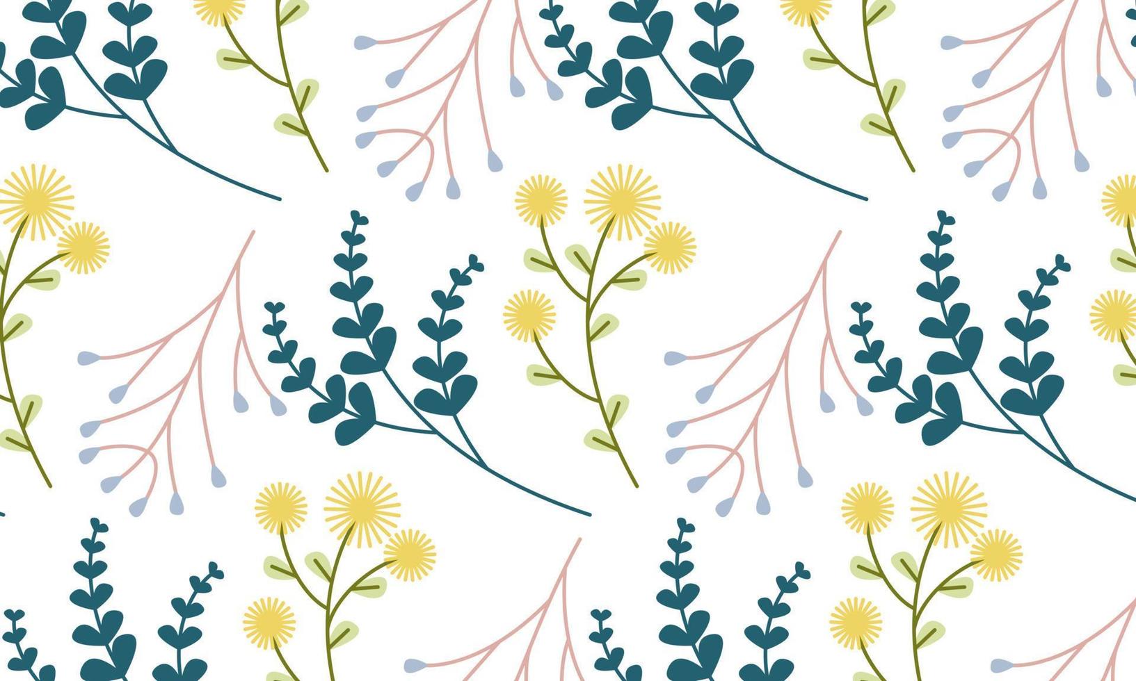 schattig natuur bloemen en bladeren vector. klein kleurrijk bloemen vector