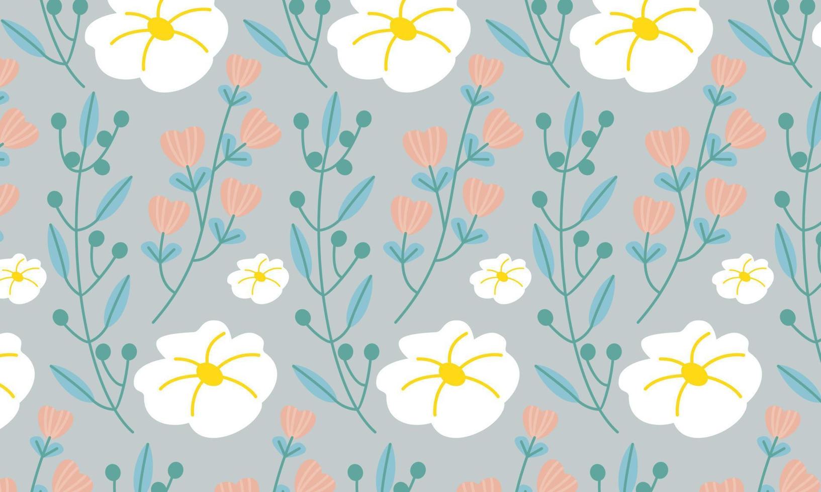 schattig natuur bloemen en bladeren vector. klein kleurrijk bloemen vector