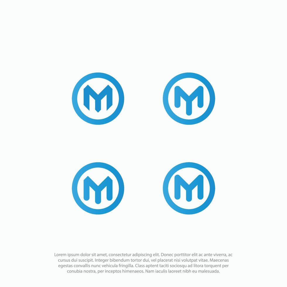 eerste brief mijn ym gekoppeld ronde modern insigne icoon logo helling blauw vector
