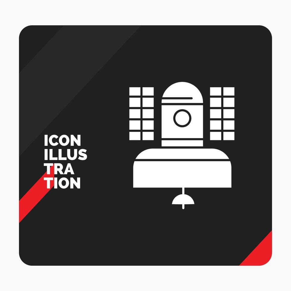 rood en zwart creatief presentatie achtergrond voor satelliet. uitzending. omroep. communicatie. telecommunicatieverbinding glyph icoon vector