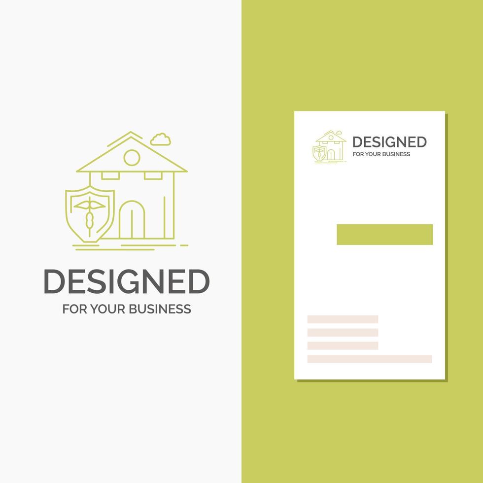 bedrijf logo voor verzekering. huis. huis. slachtoffer. bescherming. verticaal groen bedrijf .bezoeken kaart sjabloon. creatief achtergrond vector illustratie