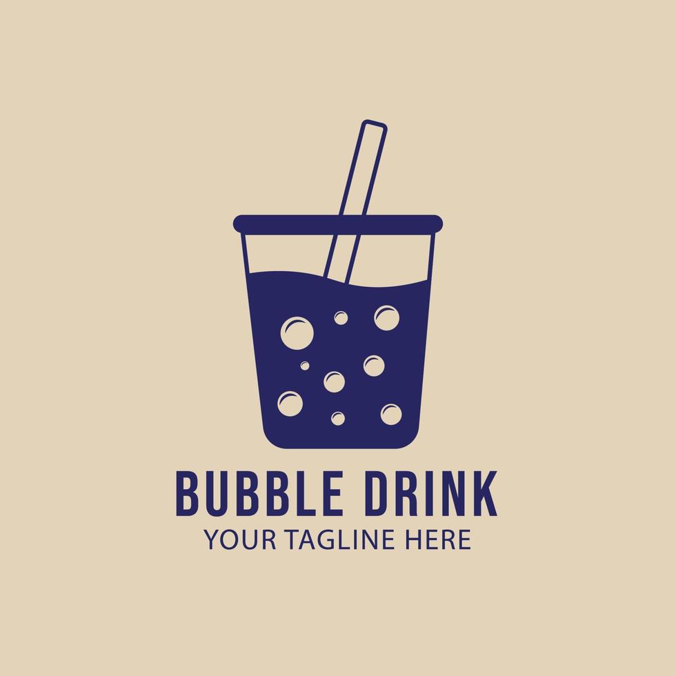 bubbel drinken wijnoogst logo, icoon en symbool, vector illustratie ontwerp