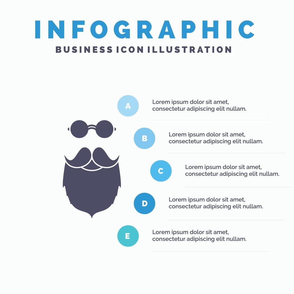 snor. hipster. verhuizer. gebaard. mannen infographics sjabloon voor website en presentatie. glyph grijs icoon met blauw infographic stijl vector illustratie.