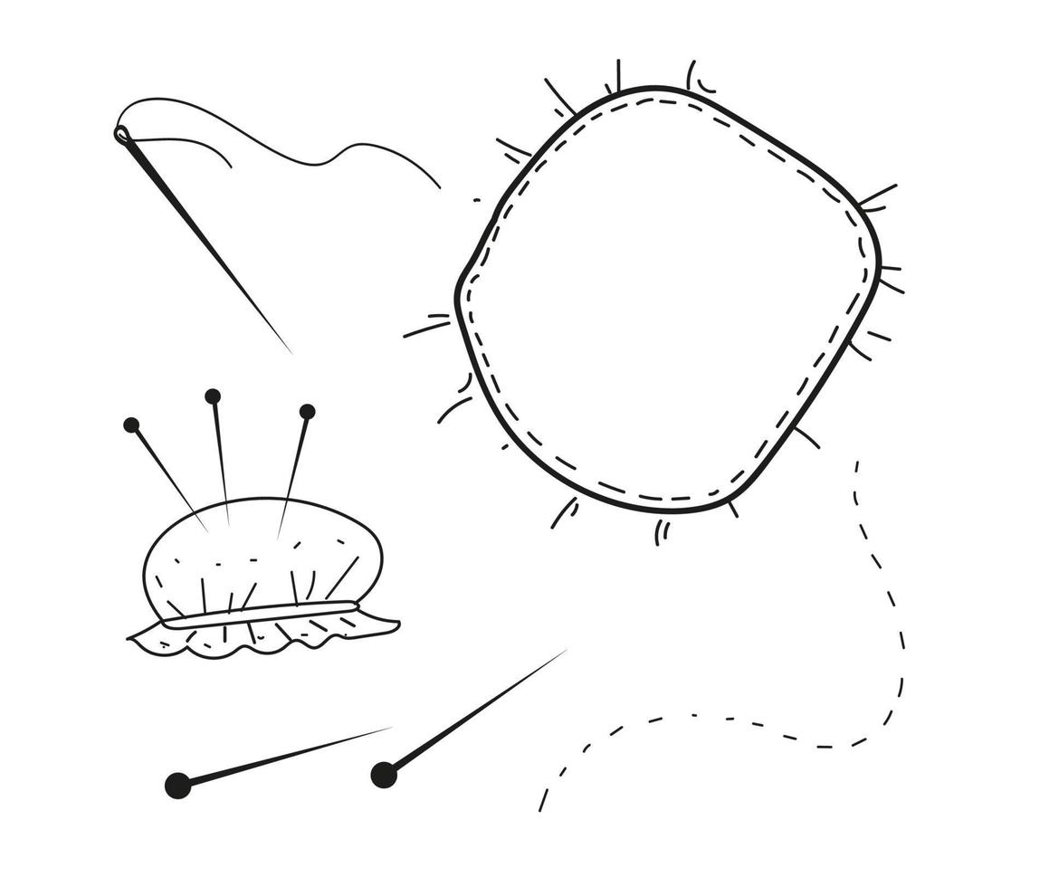 vector tekening hand- getrokken reeks van naaien kleding lappen.