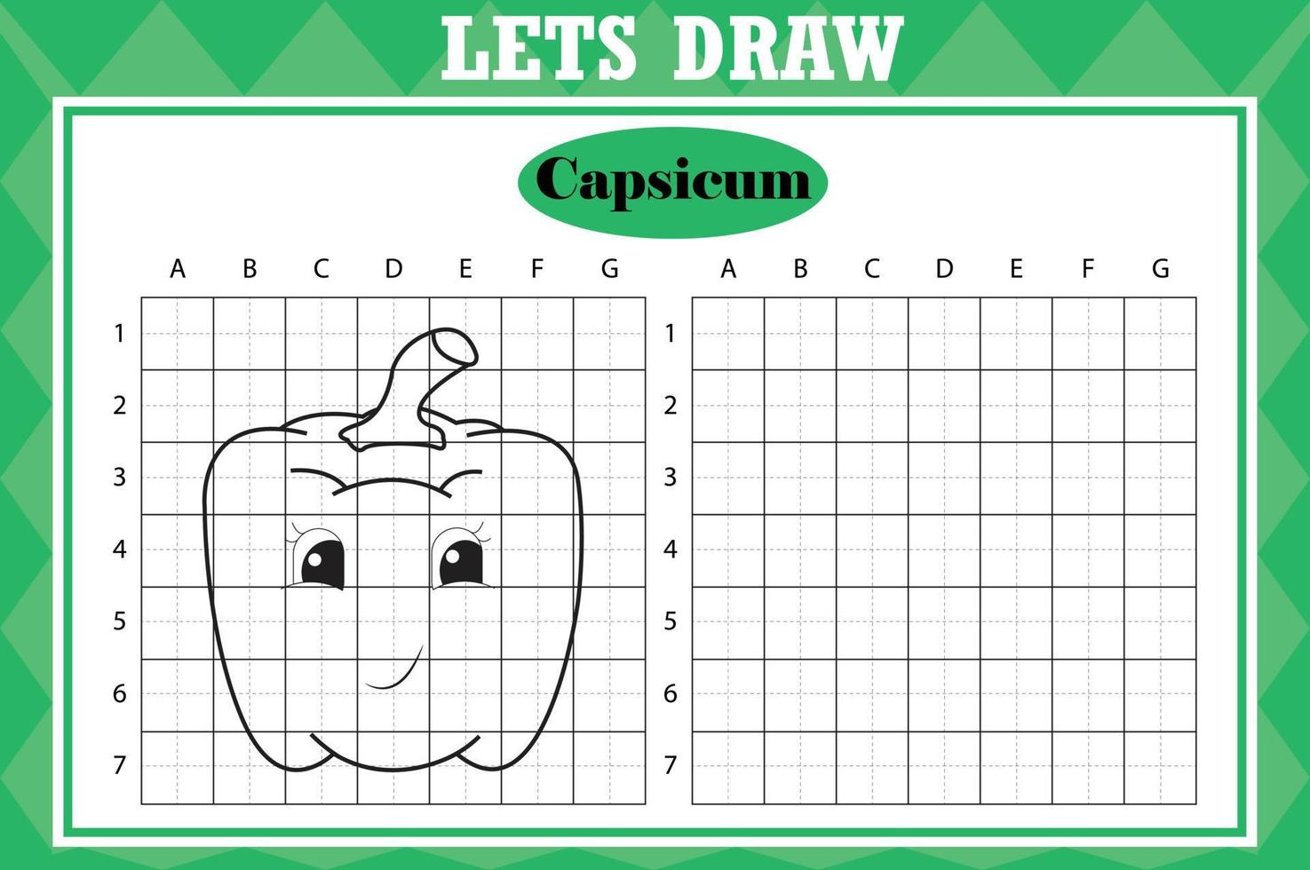 trek schattig paprika. rooster kopiëren werkblad. leerzaam kinderen spel. tekening werkzaamheid voor peuters en kinderen. vector vakantie tekening praktijk werkblad.