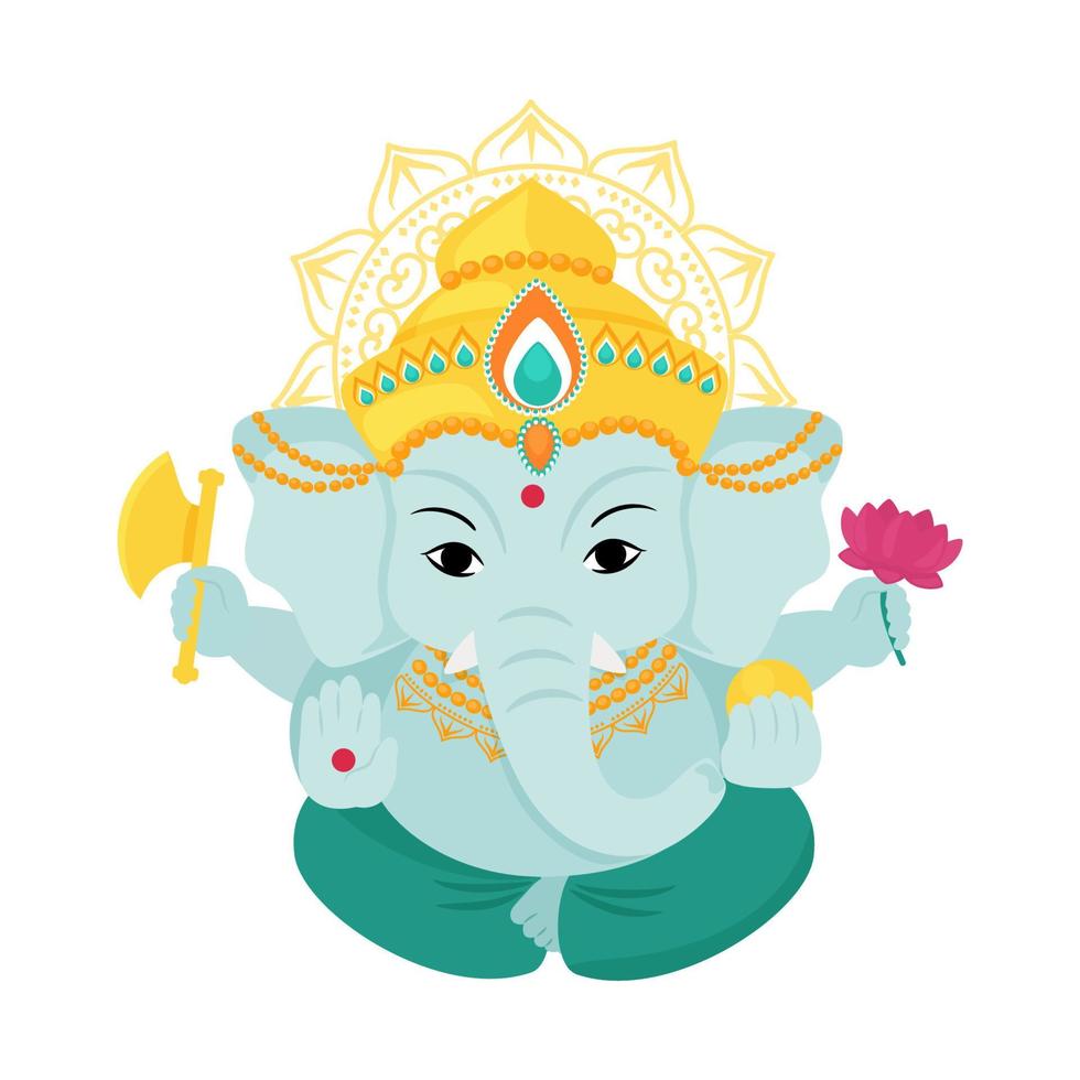godin ganesha is de Indisch god van rijkdom en overvloed. vector tekenfilm illustratie geïsoleerd Aan wit achtergrond.
