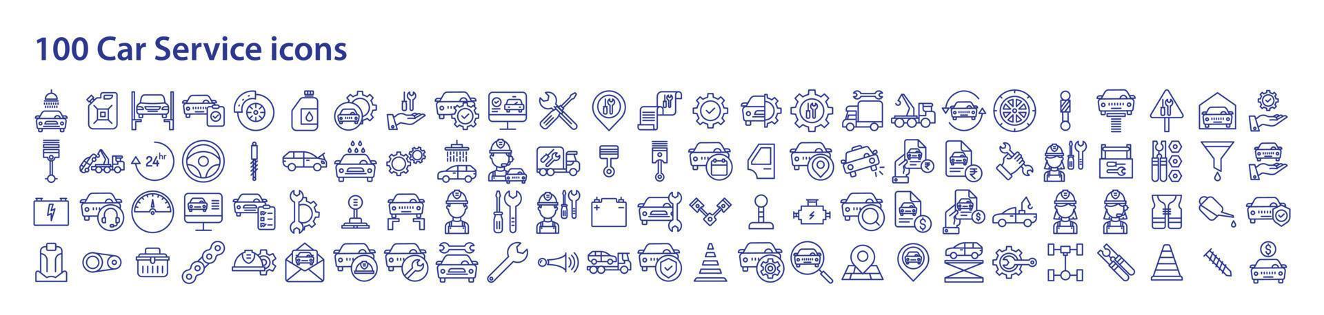 verzameling van pictogrammen verwant naar auto onderhoud en garage, inclusief pictogrammen Leuk vinden accu, auto, technicus, moersleutel en meer. vector illustraties, pixel perfect